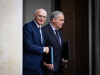 In Paris, France, on November 27, 2024, Didier Migaud, keeper of the seals and minister of justice, and Francois Noel Buffet, French ministe...