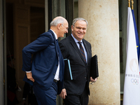 In Paris, France, on November 27, 2024, Didier Migaud, keeper of the seals and minister of justice, and Francois Noel Buffet, French ministe...