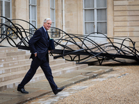 Michel Barnier, the French Prime Minister, is seen at the end of the council of the French ministers in the main courtyard of the Elysee Pal...