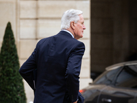 Michel Barnier, the French Prime Minister, is seen at the end of the council of the French ministers in the main courtyard of the Elysee Pal...