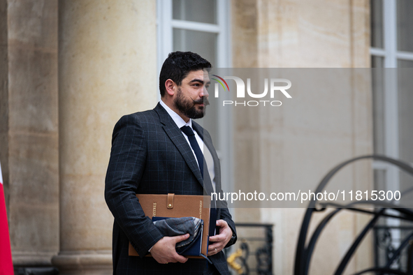 Guillaume Kasbarian, French Minister for the Civil Service, Simplification, and Transformation of Public Action, is seen at the end of the C...