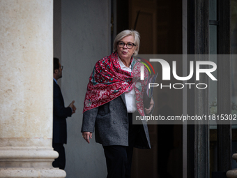 Catherine Vautrin, minister for regional partnership and decentralization, is seen at the end of the council of the French ministers in the...