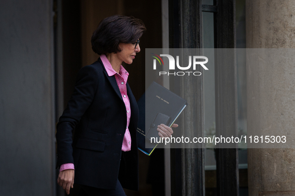 Rachida Dati, Minister for Culture and Heritage, is seen at the end of the council of the French ministers in the main courtyard of the Elys...