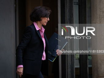 Rachida Dati, Minister for Culture and Heritage, is seen at the end of the council of the French ministers in the main courtyard of the Elys...