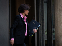 Rachida Dati, Minister for Culture and Heritage, is seen at the end of the council of the French ministers in the main courtyard of the Elys...