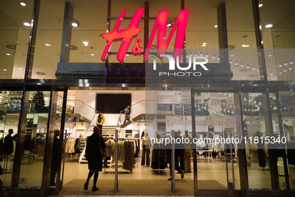 H and M store in Warsaw, Poland on N ovember 26th, 2024. 