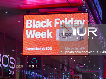 Black Friday Week on Amazon ad is seen in Warsaw, Poland on N ovember 26th, 2024. (