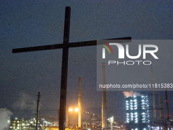 A general view of Thyssenkrupp Steel Europe in Duisburg, Germany, on November 27, 2024, amid site closure and job cuts. (