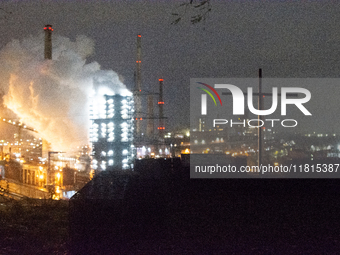 A general view of Thyssenkrupp Steel Europe in Duisburg, Germany, on November 27, 2024, amid site closure and job cuts. (