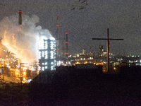 A general view of Thyssenkrupp Steel Europe in Duisburg, Germany, on November 27, 2024, amid site closure and job cuts. (