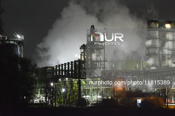 A general view of Thyssenkrupp Steel Europe in Duisburg, Germany, on November 27, 2024, amid site closure and job cuts. 