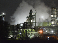 A general view of Thyssenkrupp Steel Europe in Duisburg, Germany, on November 27, 2024, amid site closure and job cuts. (