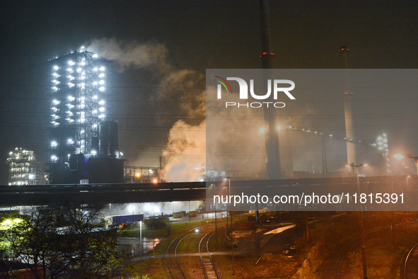 A general view of Thyssenkrupp Steel Europe in Duisburg, Germany, on November 27, 2024, amid site closure and job cuts. 