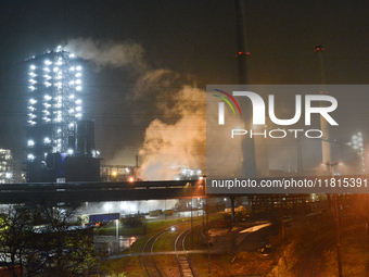 A general view of Thyssenkrupp Steel Europe in Duisburg, Germany, on November 27, 2024, amid site closure and job cuts. (