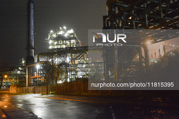 A general view of Thyssenkrupp Steel Europe in Duisburg, Germany, on November 27, 2024, amid site closure and job cuts. 