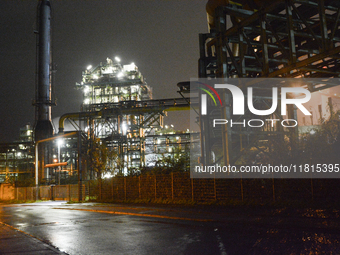 A general view of Thyssenkrupp Steel Europe in Duisburg, Germany, on November 27, 2024, amid site closure and job cuts. (