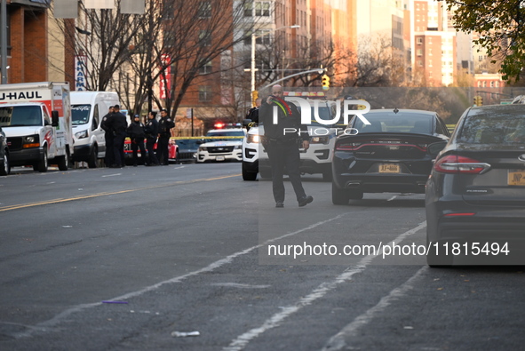 An unidentified man is shot in the chest at East 161st Street and Morris Avenue in the Fleetwood Section of Bronx, New York, United States,...