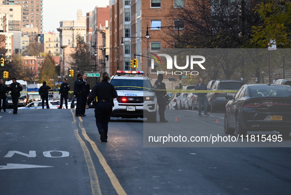 An unidentified man is shot in the chest at East 161st Street and Morris Avenue in the Fleetwood Section of Bronx, New York, United States,...