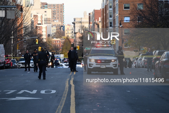 An unidentified man is shot in the chest at East 161st Street and Morris Avenue in the Fleetwood Section of Bronx, New York, United States,...