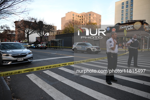 An unidentified man is shot in the chest at East 161st Street and Morris Avenue in the Fleetwood Section of Bronx, New York, United States,...