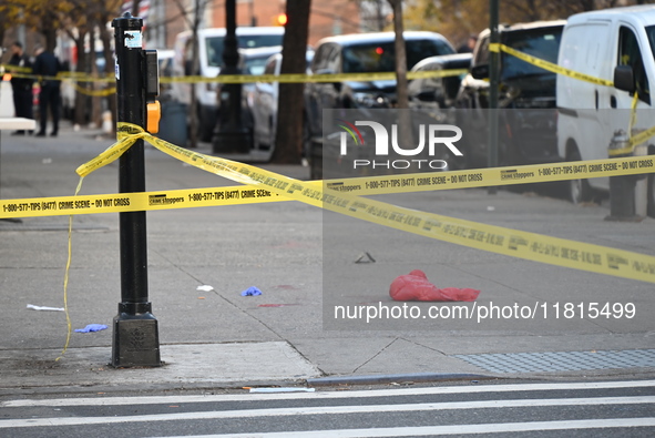 An unidentified man is shot in the chest at East 161st Street and Morris Avenue in the Fleetwood Section of Bronx, New York, United States,...