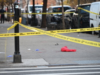 An unidentified man is shot in the chest at East 161st Street and Morris Avenue in the Fleetwood Section of Bronx, New York, United States,...