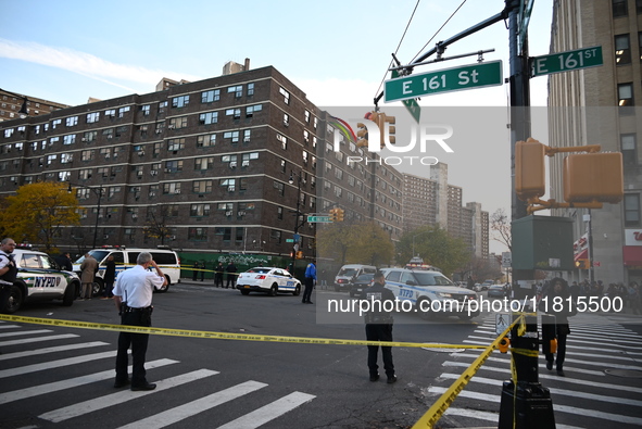 An unidentified man is shot in the chest at East 161st Street and Morris Avenue in the Fleetwood Section of Bronx, New York, United States,...