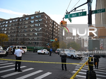 An unidentified man is shot in the chest at East 161st Street and Morris Avenue in the Fleetwood Section of Bronx, New York, United States,...