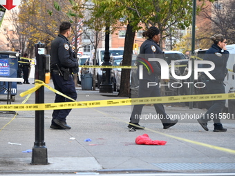 An unidentified man is shot in the chest at East 161st Street and Morris Avenue in the Fleetwood Section of Bronx, New York, United States,...