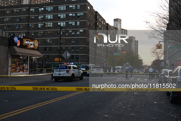 An unidentified man is shot in the chest at East 161st Street and Morris Avenue in the Fleetwood Section of Bronx, New York, United States,...