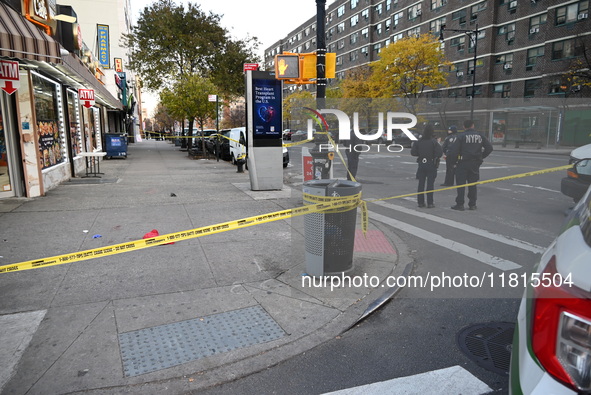 An unidentified man is shot in the chest at East 161st Street and Morris Avenue in the Fleetwood Section of Bronx, New York, United States,...