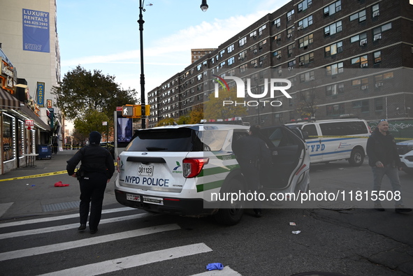 An unidentified man is shot in the chest at East 161st Street and Morris Avenue in the Fleetwood Section of Bronx, New York, United States,...