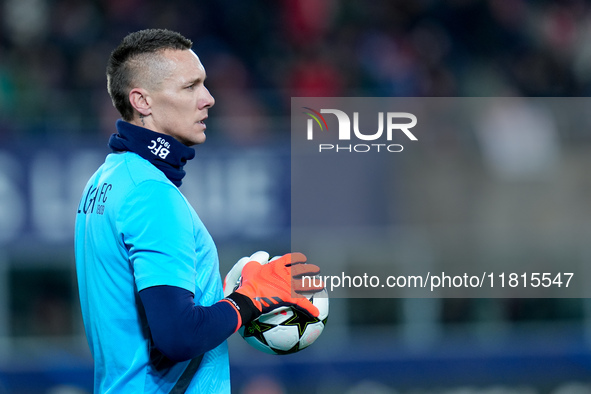 Lukasz Skorupski of Bologna FC looks on during the UEFA Champions League 2024/25 League Phase MD5 match between Bologna FC and LOSC Lille at...