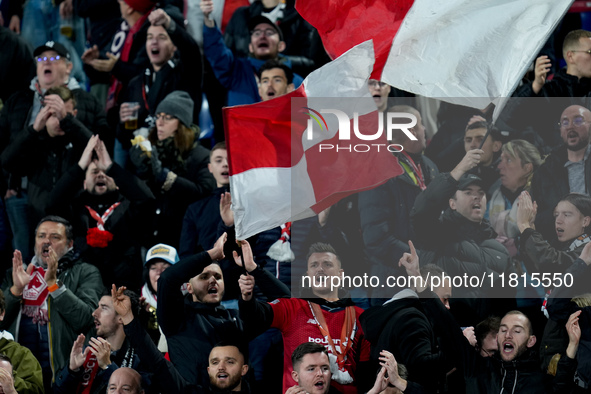 Supporters of Lille during the UEFA Champions League 2024/25 League Phase MD5 match between Bologna FC and LOSC Lille at Stadio Renato Dall'...