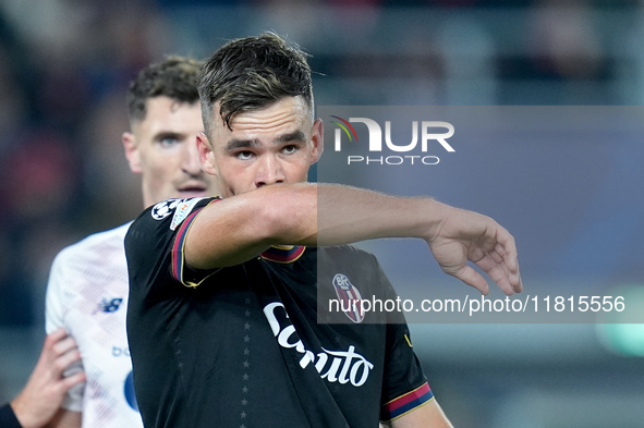 Thijs Dallinga of Bologna FC looks on during the UEFA Champions League 2024/25 League Phase MD5 match between Bologna FC and LOSC Lille at S...