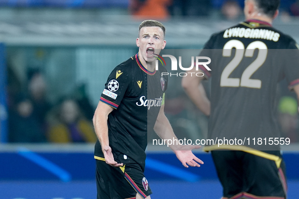 Lewis Ferguson of Bologna FC reacts during the UEFA Champions League 2024/25 League Phase MD5 match between Bologna FC and LOSC Lille at Sta...