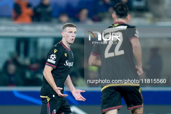 Lewis Ferguson of Bologna FC reacts during the UEFA Champions League 2024/25 League Phase MD5 match between Bologna FC and LOSC Lille at Sta...