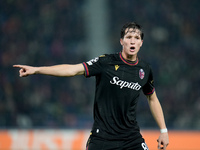 Giovanni Fabbian of Bologna FC gestures during the UEFA Champions League 2024/25 League Phase MD5 match between Bologna FC and LOSC Lille at...