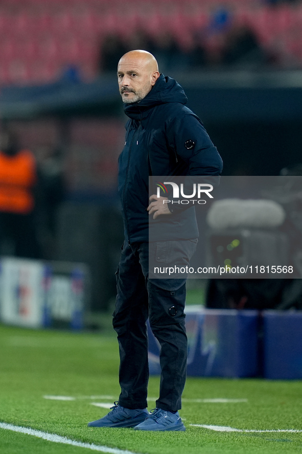 Vincenzo Italiano head coach of Bologna FC looks on during the UEFA Champions League 2024/25 League Phase MD5 match between Bologna FC and L...