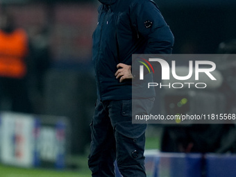 Vincenzo Italiano head coach of Bologna FC looks on during the UEFA Champions League 2024/25 League Phase MD5 match between Bologna FC and L...