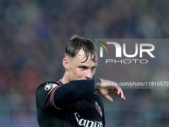 Sam Beukema of Bologna FC looks on during the UEFA Champions League 2024/25 League Phase MD5 match between Bologna FC and LOSC Lille at Stad...