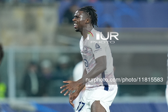 Ngal'ayel Mukau of LOSC Lille looks dejected during the UEFA Champions League 2024/25 League Phase MD5 match between Bologna FC and LOSC Lil...