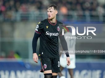 Sam Beukema of Bologna FC looks on during the UEFA Champions League 2024/25 League Phase MD5 match between Bologna FC and LOSC Lille at Stad...