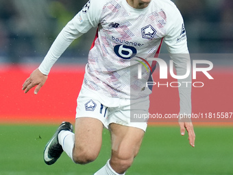 Osame Sahraoui of LOSC Lille during the UEFA Champions League 2024/25 League Phase MD5 match between Bologna FC and LOSC Lille at Stadio Ren...