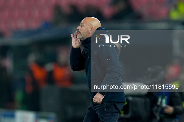 Vincenzo Italiano head coach of Bologna FC gestures during the UEFA Champions League 2024/25 League Phase MD5 match between Bologna FC and L...