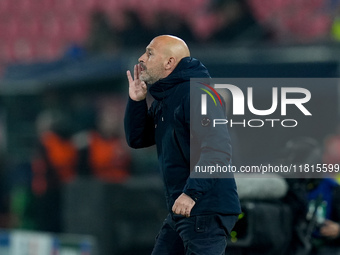 Vincenzo Italiano head coach of Bologna FC gestures during the UEFA Champions League 2024/25 League Phase MD5 match between Bologna FC and L...