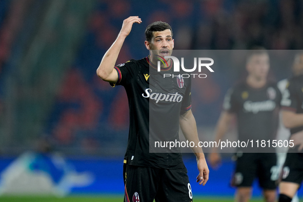 Remo Freuler of Bologna FC gestures during the UEFA Champions League 2024/25 League Phase MD5 match between Bologna FC and LOSC Lille at Sta...