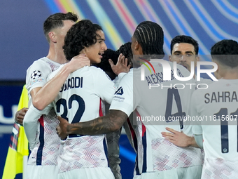 Ngal'ayel Mukau of LOSC Lille celebrates after scoring first goal during the UEFA Champions League 2024/25 League Phase MD5 match between Bo...