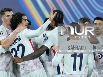 Ngal'ayel Mukau of LOSC Lille celebrates after scoring first goal during the UEFA Champions League 2024/25 League Phase MD5 match between Bo...