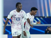 Ngal'ayel Mukau of LOSC Lille celebrates after scoring first goal during the UEFA Champions League 2024/25 League Phase MD5 match between Bo...